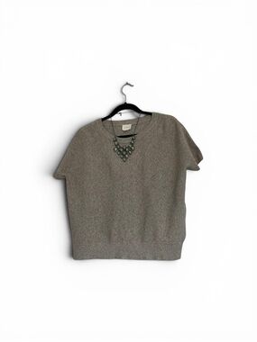 Cyrus Short-Sleeve Crewneck Sweater in Taupe Large